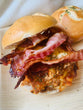 Meat Lasagna Burger with Bacon and French Fries